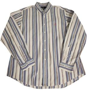 RALPH LAUREN Men Striped Button Down Long Sleeve Shirt Size 17/ XL Custom Fit